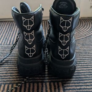 Naked Wolfe Black Platform Sneakers with Wolf Design